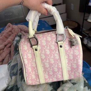 Pink and cream monogram fashion Handbag